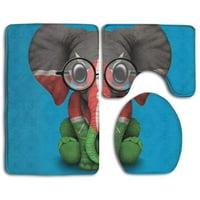 Naočale Kenyan zastava Baby Elephant Cuparne prostirke Set za kupanje Contour Mat i WC poklopac poklopca