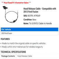 Kabl za otpuštanje kapuljača - kompatibilan sa Ford Fusion