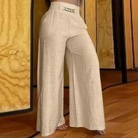 Plus veličine široke pantalone za noge za žene u boji visokih struka Svestrane ravne vitke hlače labave