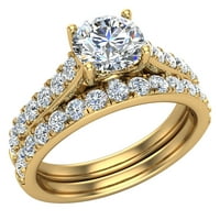 Set za vjenčani prsten za žene okrugli rez pasijans 1. CTW 18K zlato