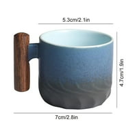 RDEUOD Drvena ručka šolja za kavu, čaj za čaj, gradijent glazura, izvrsna keramika mala čaj za vodu,