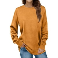 Kukoosong Dukmirt za žene, ženska modna jeseni zimski pulover s dugim rukavima s dugim rukavima, labavi povremeni vježbanje tunike narančasto 2xl