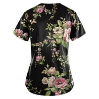 Tking Fashion Women Crubs Plus size Labavi kratki rukav Ispiši vrhove Ljeto V džep za vrat Radne košulje