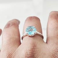 Swiss Blue Topaz prsten, srebro, CZ prsten, ženski prsten, prirodni topaz, studeni roštilj, božić, zahvalnosti,