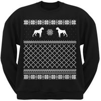 Bokser crni odrasli ružni božićni džemper s dukserom posade