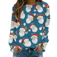 Sretan božićni duks za žene božićne stablo grafički pulover slatka gnome košulja zimski okrugli vrat