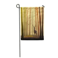 Vector silueta jelena u šumi tijekom jeseni vrtna zastava ukrasna zastava kuće baner