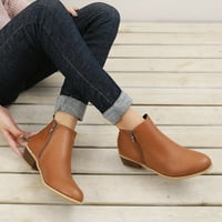 Čizme za žene gležnjače čizme Square Toe niska peta Ležerne prilike ženske modne čvrste boje zip cipele
