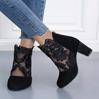 Gomellly Dame High Heel Boot Comfort modne plijene casual cipele za gležnjeve Okrugli nožni prsti kratki