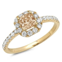 1.23ct princeze rezan šampanjac simulirani dijamant 18k žuti zlatni godišnjica Angažovanje halo prstena