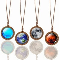Duhgbne osam planeta Ogrlica za ovjes dvostrano staklene ball Universe Galaxy Solarna ogrlica za žene