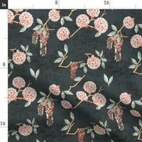 Pamuk Satens Stolcloth, 90 Runda - cvjetni vrt cvijeće list cvjeta priroda Ispis posteljina po mjeri