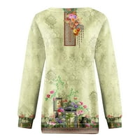 Umitay ženski povremeni modni cvjetni print dugih rukava O-izrez za O-izrez Top bluza