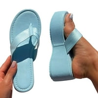 Aaimomet sandale za žene dame modne čvrste boje tkanine Flip flops Komforna platforma sandale, svijetlo