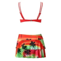 Kupaći kostimi za žensko tropsko ispis kupaćih kupaćih kupaćih ramena CAMI grudnjak i ruffles suknje