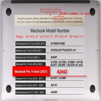 Kaishek je samo kompatibilan MacBook Pro 14 Objavljen model A2442, plastični tvrdi futrola + crna poklopac
