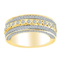 1. Karat Okrugli bijeli prirodni dijamantski multireni zaručni prsten za više reda 10K Čvrsto žuti zlatni