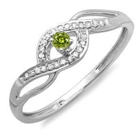 DazzlingRock kolekcija 10k okrugli svijetli peridot i bijeli dijamantni angažman bridalni prsten za