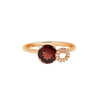 Estella kolekcija 14K Solid Rose Gold Prirodni dijamant i Garnet Gemstone zaručnički prsten