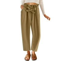 FVWitlyh pantalone za žene A ženske hlače modne hlače za žene široki noga elastični struk čvrsti džepovi