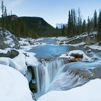 Djelomično zamrznuti vodopad u kanadskim stijenama; Bragg Creek, Alberta, Kanada Poster Print