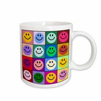 3Droza Šarene smajli smajstom Squares Warhol Style - Sretan Rainbow Smilies - Bright Multicolorirani