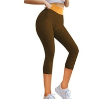 Ženska rastezanje Yoga Solid Color Tajice Fitness Trčanje teretane Sportske džepove Aktivne hlače do