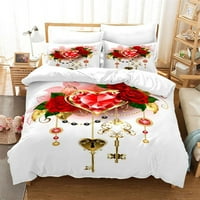 Romantična ruža cvjetna prekrivač sa jastučnicima s jastučnicima Cvijeće za cvijeće Set za posteljinu