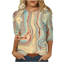 Majice za dugih rukava za žene za čišćenje Ženska modna tiskana labava majica rukava bluza Okrugli vrat