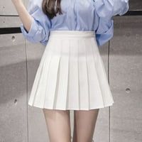 Xiuh Ženske čvrste boje mini suknja Visoki pljesni ruff suknje s kratkom suklom bijeli xxl