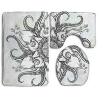 Hobotnica Trippy nautička mandala cvjetna kupaonica rubse set za kupac Contour mat i toaletni poklopac