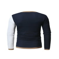 Muškarci dugih rukava majica Duks pulover casual colourblock vrhovi bluza TEE NAVY 2XL