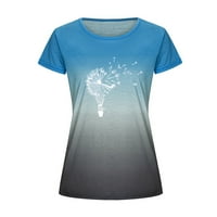 Guvpev dame modni gradijentni ispis majica Okrugli izrez labavi casual kratkih rukava - plavi m