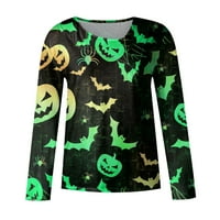 Ženska casual moda Halloween Print s dugih rukava skew ovratnik od pulover top bluza