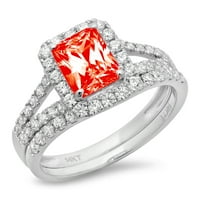 1.57ct smaragdni rez crveni simulirani dijamant dragi pravi 18k bijelo zlato prilagodljivo laserski