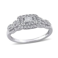 Prsten za dijamantni zaručni prsten za rezanje karata u 10k bijelo zlato