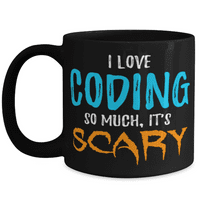 Ljubav kodiranje šalice kafe kao koderi zastrašujući poklon Halloween
