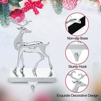 Snowflake božićne stablo Držač čarapa za vješalice - težište za ponderiranje za mantel set od 2- srebrne