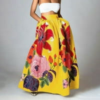 Labakihah haljine za žene Ženska boemska cvjetna suknja za cvjetnu printu Visoko struk Pocket na plaži