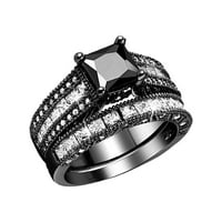 Keusen u ženskim vintagenim crnim prstenom dijamantskih angažmana za vjenčani prsten