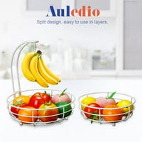 Držač voćnog košara od metalne žice s bananom, odvojivom košarom za kuhinjsku kontratu u bijeloj boji