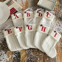 7.1 Mini božićne čarape, bijeli pleteni izvezeni Xmas Čarape Classic Personalizirano slovo Čarapa za