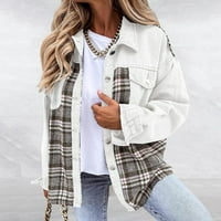Mnjin ženska traper jakna plaćena kontrastna boja u boji dugih rukava s dugim rukavima prema dolje za