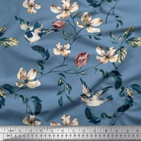 Soimoi Poly Georgette tkanina Robin, lišće i divlja cvjetna tkanina za tiskanu tkaninu pored dvorišta