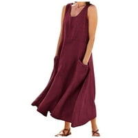 Ljetne haljine za žene bez rukava čvrstoća na gležnju Dužina sunčane haljine scoop vrat haljina 3xl
