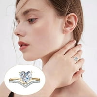 Ljubavni oblikovani veliki rinestonski prsten dijamant ljubavni prsten elegantno geometrija rinestone