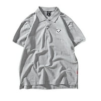 Hanas muške ljetne ležerne majice od pune boje, labav brzi suhi kratki rukav V izrez retro golf majice