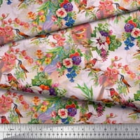 Soimoi Velvet tkanine ptice, lišće i ljiljan cvjetna otisnuta zanatska tkanina od dvorišta široka