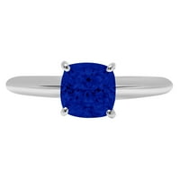 2.5ct rez jastuka simulirani plavi safir 14K bijeli zlatni godišnjički zaručnički prsten veličine 10.5