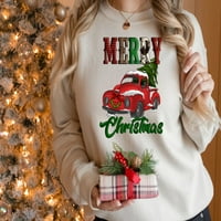 Sretan božićni crveni kamion krava Leopard Buffalo Ispiši dukseru, Božićni džemper